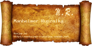 Manheimer Ruszalka névjegykártya